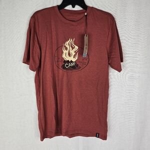 Prana Mens Medium Orange Rust Heather Camp Fire Journey Man 2 Tshirt